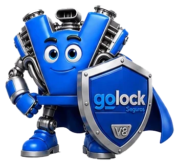V8 segurando um escudo GO-LOCK